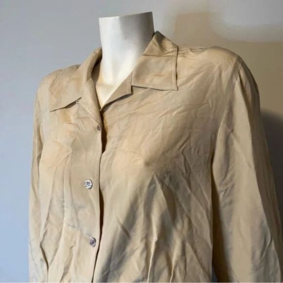 Vintage 100% Silk button front pleated sides blouse by Evan Picone size Large - Picture 4 of 7